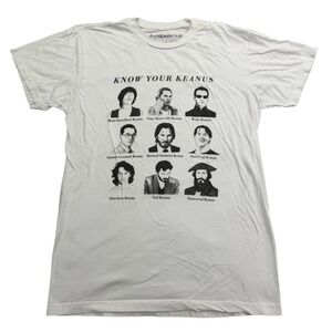 Headline Shirt Mens S White Know Your Keanus Graphic Crewneck Tee Pop Culture